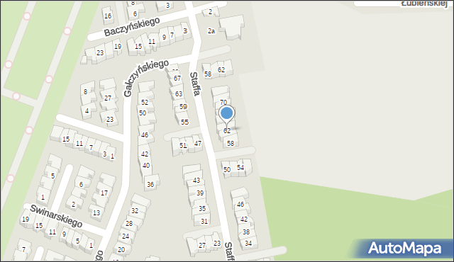 Poznań, Staffa Leopolda, 62, mapa Poznania