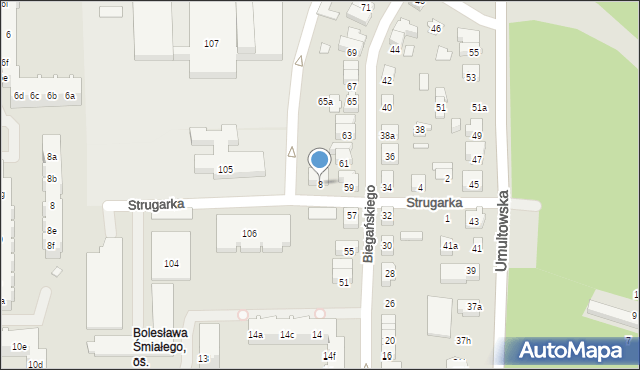 Poznań, Strugarka Stanisława, 8, mapa Poznania