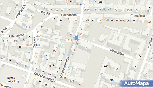 Poznań, Strzałkowskiego Romka, 13, mapa Poznania