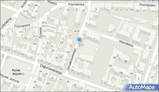 Poznań, Strzałkowskiego Romka, 9, mapa Poznania