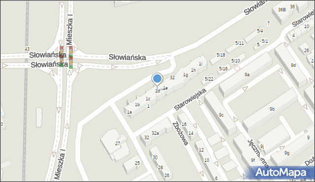 Poznań, Starowiejska, 1d, mapa Poznania