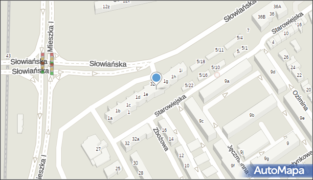 Poznań, Starowiejska, 1f, mapa Poznania