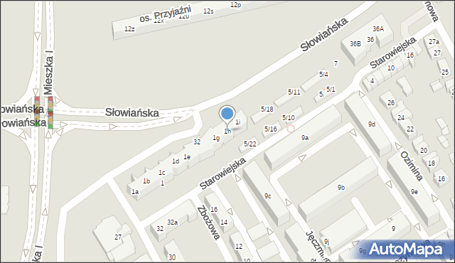 Poznań, Starowiejska, 1h, mapa Poznania