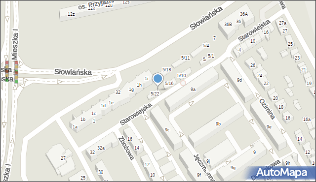 Poznań, Starowiejska, 5/21, mapa Poznania