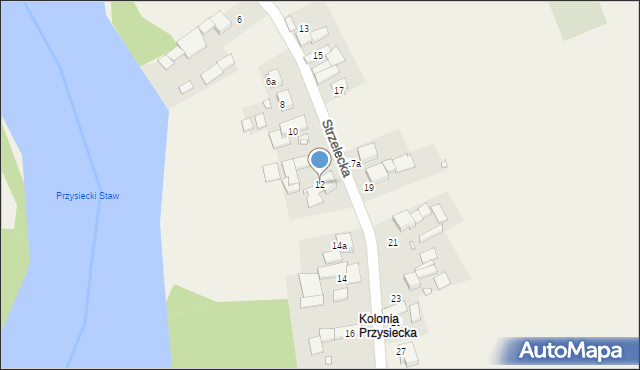 Przysiecz, Strzelecka, 12, mapa Przysiecz