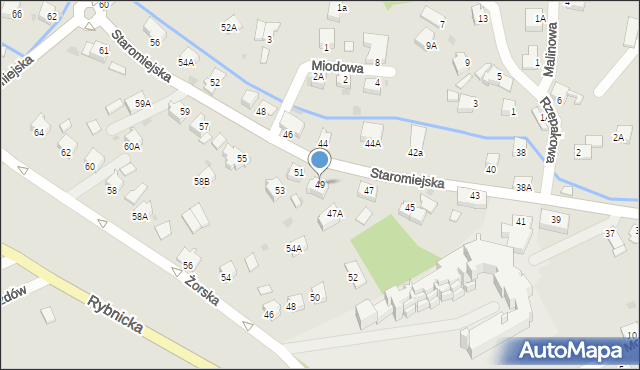 Pszczyna, Staromiejska, 49, mapa Pszczyny