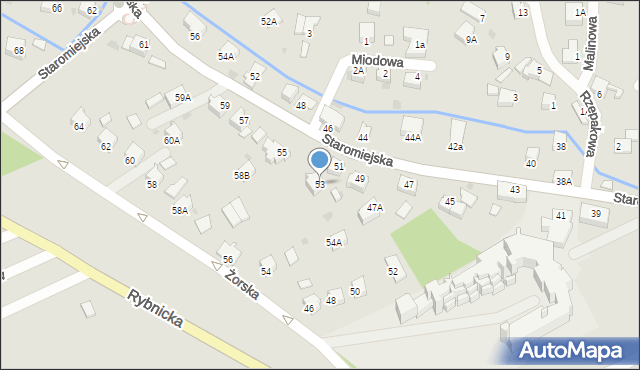 Pszczyna, Staromiejska, 53, mapa Pszczyny