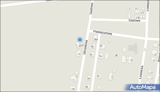 Pszczyna, Strzelecka, 43, mapa Pszczyny