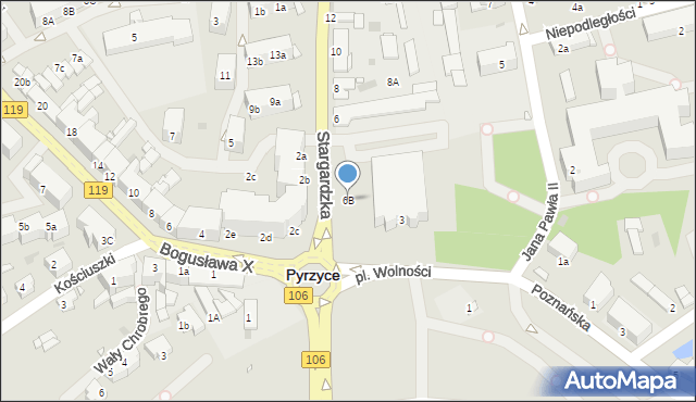 Pyrzyce, Stargardzka, 6B, mapa Pyrzyce