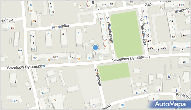 Pyskowice, Strzelców Bytomskich, 14/1, mapa Pyskowice