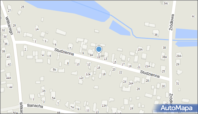 Radom, Studzienna, 11, mapa Radomia