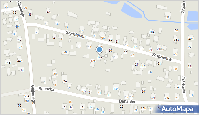 Radom, Studzienna, 12a, mapa Radomia