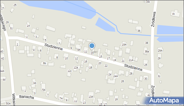 Radom, Studzienna, 13, mapa Radomia