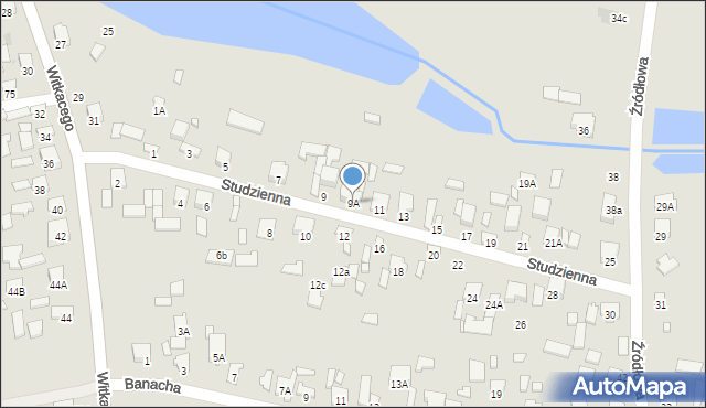 Radom, Studzienna, 9A, mapa Radomia