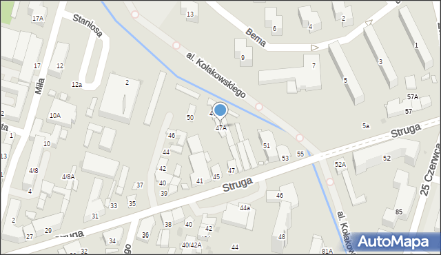 Radom, Struga Andrzeja, 47A, mapa Radomia