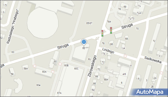 Radom, Struga Andrzeja, 62, mapa Radomia
