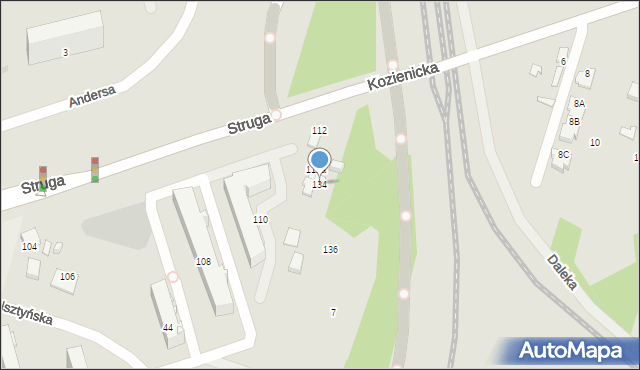 Radom, Struga Andrzeja, 134, mapa Radomia