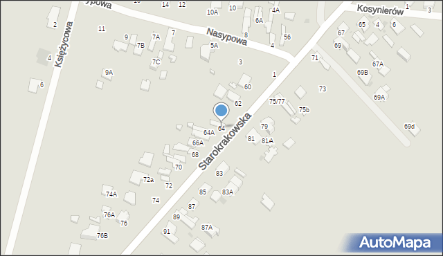 Radom, Starokrakowska, 64, mapa Radomia
