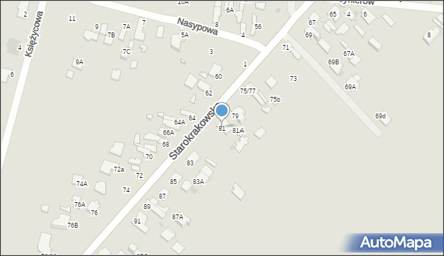 Radom, Starokrakowska, 81, mapa Radomia