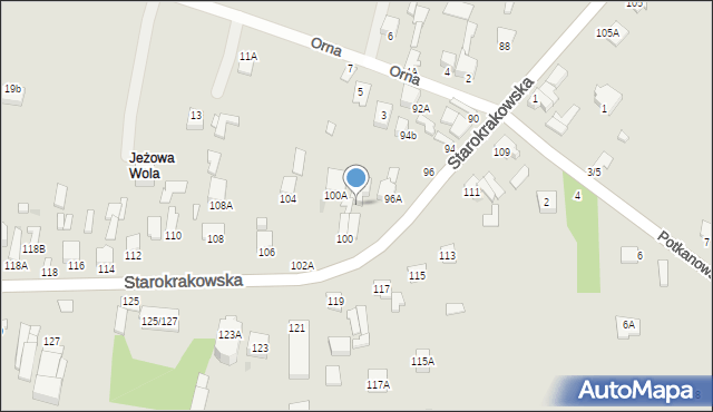 Radom, Starokrakowska, 98A, mapa Radomia