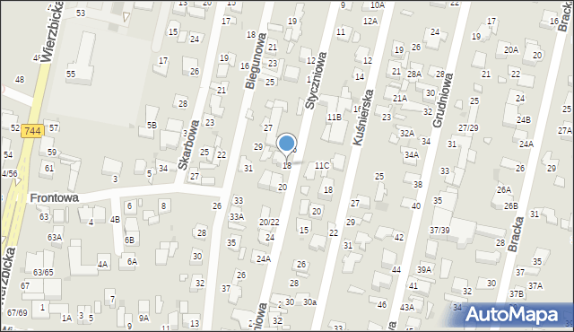 Radom, Styczniowa, 18, mapa Radomia