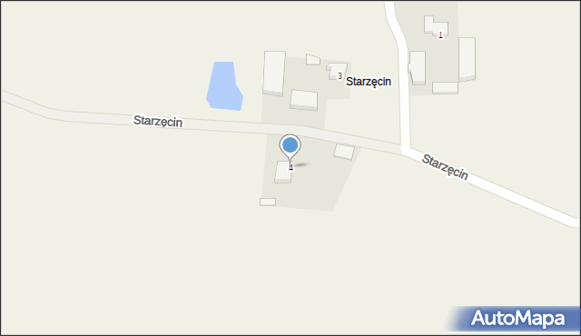 Radostowo, Starzęcin, 4, mapa Radostowo