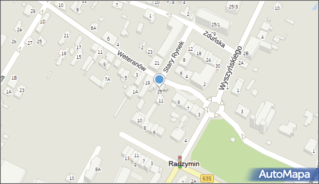 Radzymin, Stary Rynek, 15, mapa Radzymin