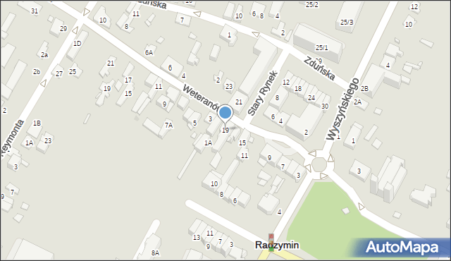 Radzymin, Stary Rynek, 19, mapa Radzymin