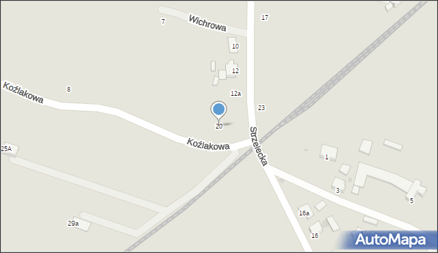 Rawicz, Strzelecka, 20, mapa Rawicz
