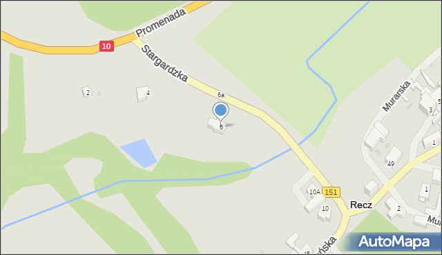 Recz, Stargardzka, 6, mapa Recz