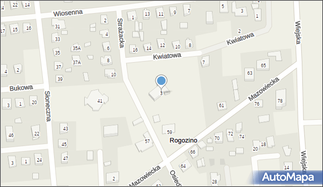 Rogozino, Strażacka, 3, mapa Rogozino