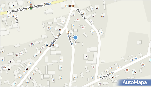 Rosko, Studniowa, 5, mapa Rosko