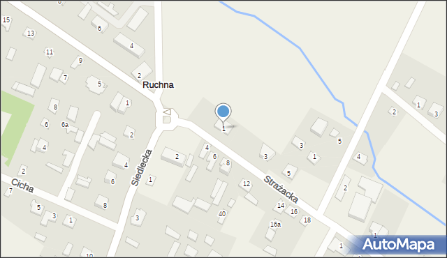 Ruchna, Strażacka, 1, mapa Ruchna