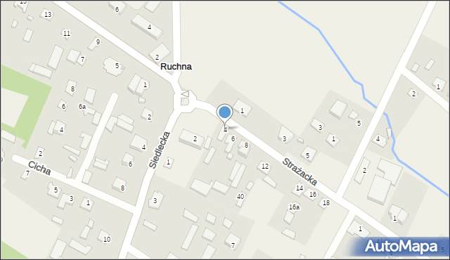 Ruchna, Strażacka, 4, mapa Ruchna