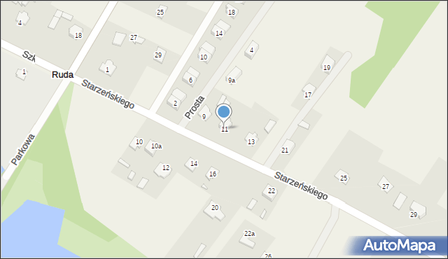 Ruda, Starzeńskiego Mariana, hr., 11, mapa Ruda