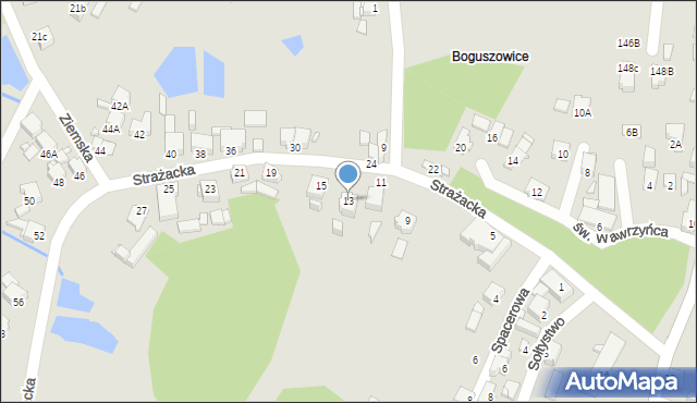 Rybnik, Strażacka, 13, mapa Rybnika