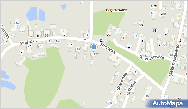 Rybnik, Strażacka, 9, mapa Rybnika