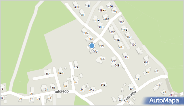 Rybnik, Stefana Batorego, 50h, mapa Rybnika