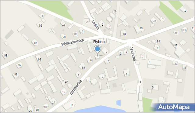 Rybno, Strażacka, 4, mapa Rybno