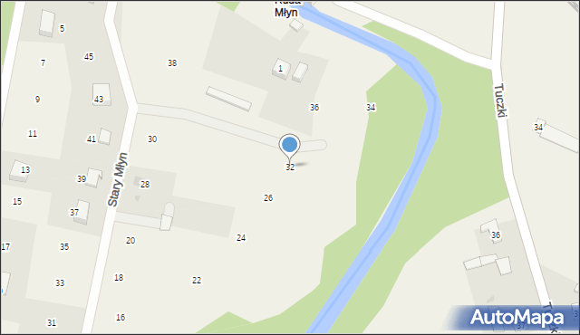 Rybno, Stary Młyn, 32, mapa Rybno