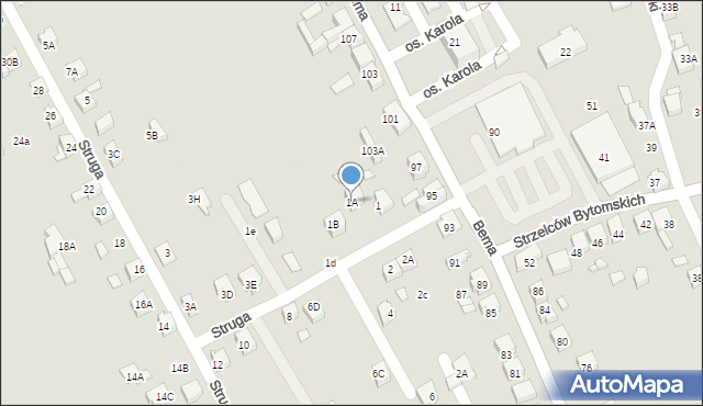 Rydułtowy, Struga Andrzeja, 1A, mapa Rydułtowy