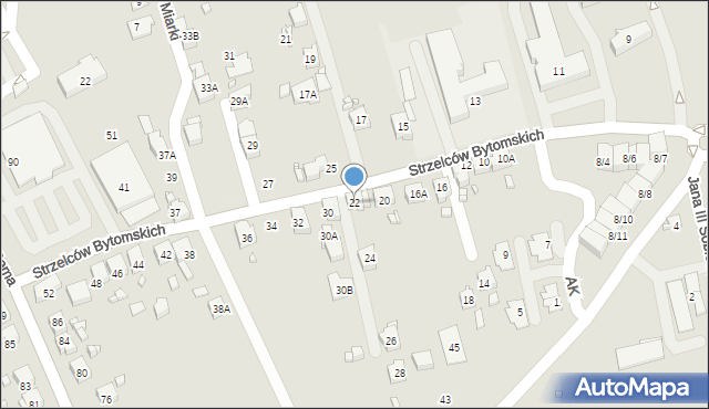 Rydułtowy, Strzelców Bytomskich, 22, mapa Rydułtowy