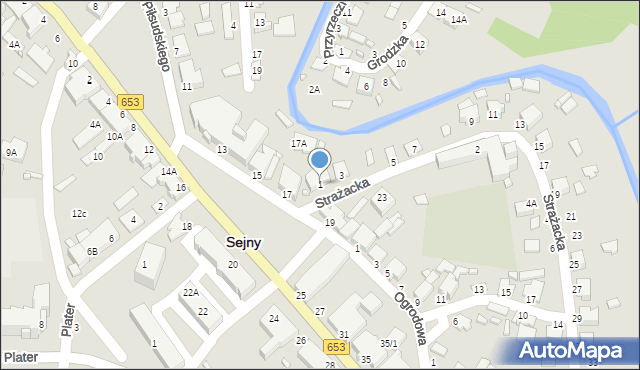 Sejny, Strażacka, 1, mapa Sejny