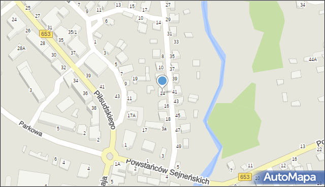 Sejny, Strażacka, 14, mapa Sejny