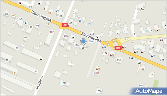 Siedlce, Starowiejska, 114, mapa Siedlce