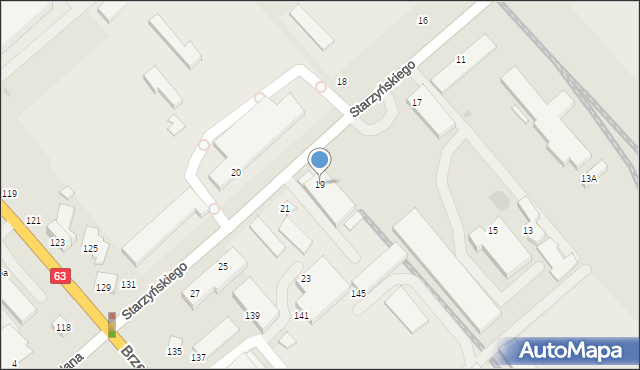 Siedlce, Starzyńskiego Stefana, 19, mapa Siedlce