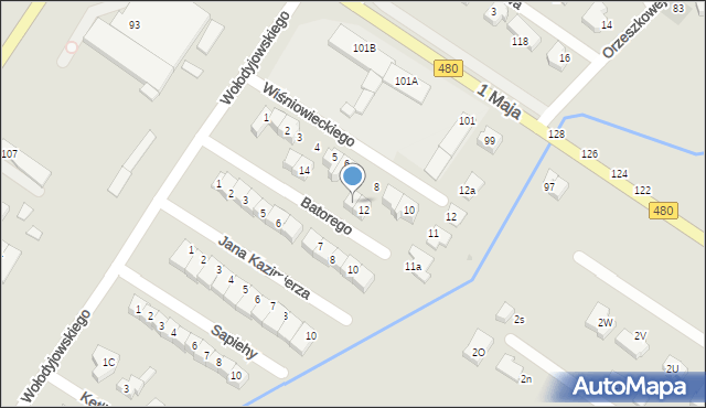 Sieradz, Stefana Batorego, 12A, mapa Sieradz