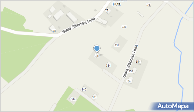 Sikorzyno, Stara Sikorska Huta, 333, mapa Sikorzyno