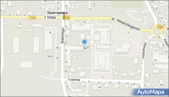 Skierniewice, Stefana Batorego, 35a, mapa Skierniewic