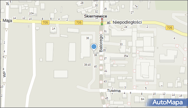 Skierniewice, Stefana Batorego, 38/40, mapa Skierniewic